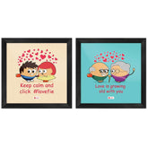 Love Quote Cute Couple Taking Selfie Multi Poster Frames Set of 2
